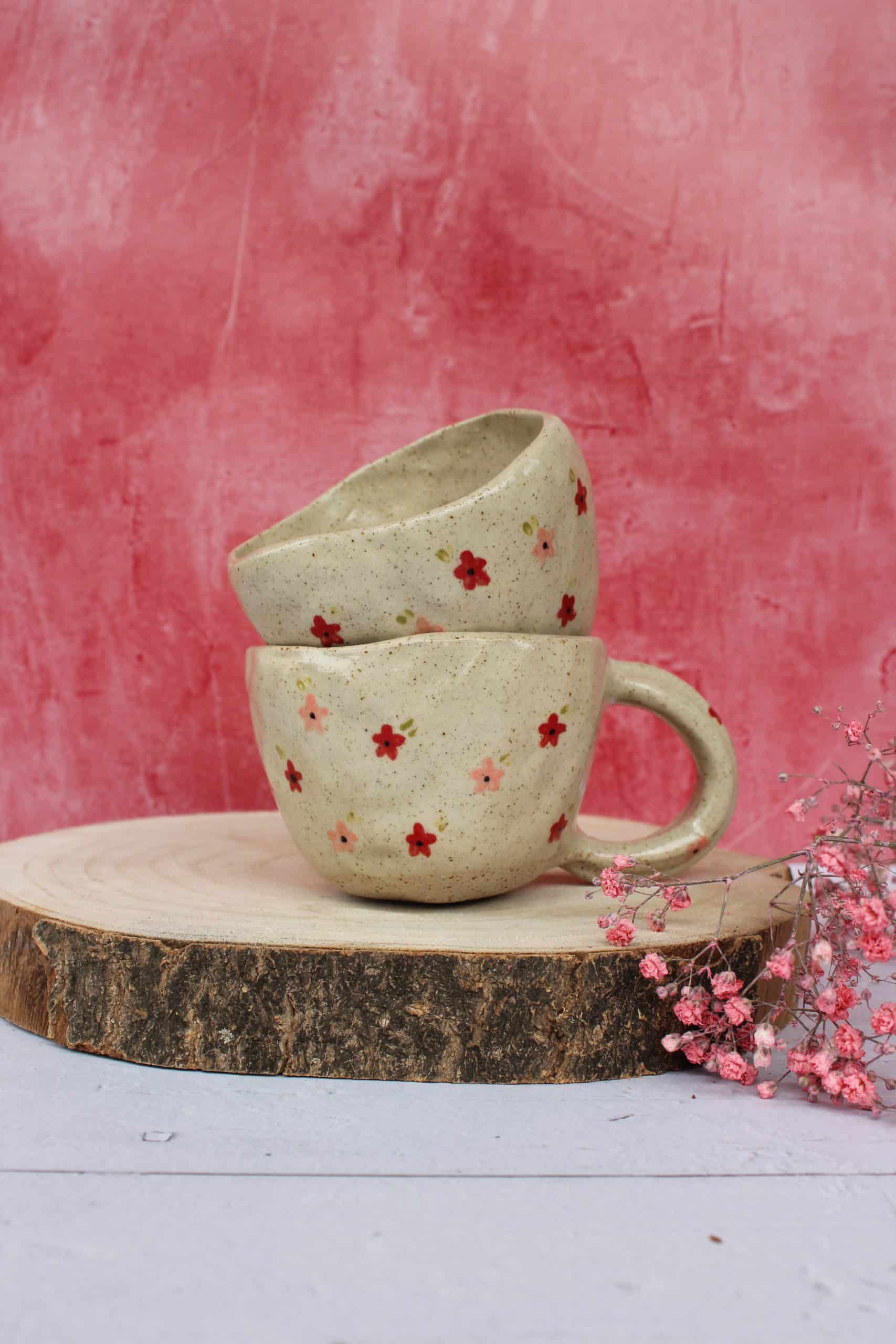 Tasse anse fleurs