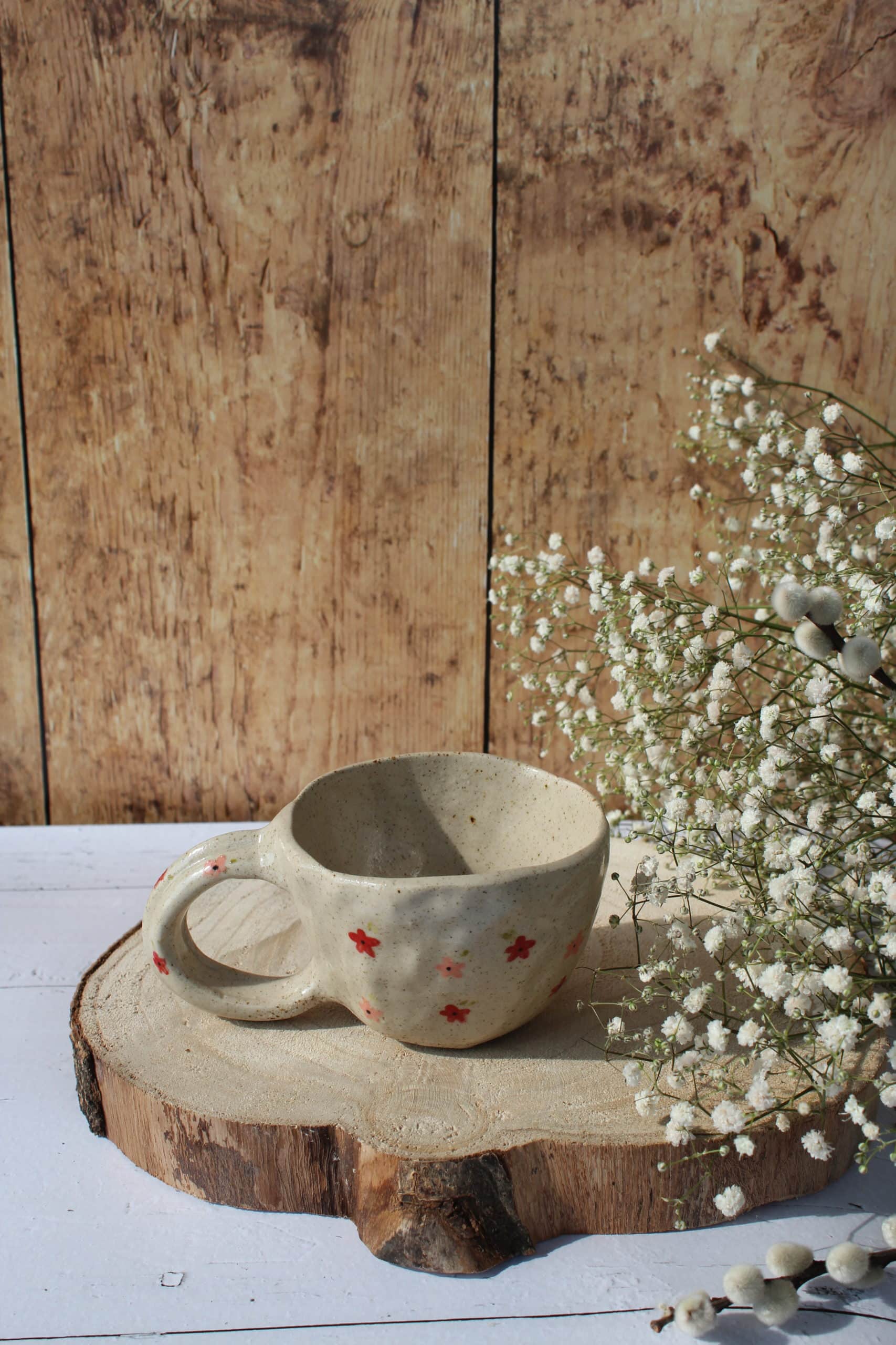Tasse anse fleurs