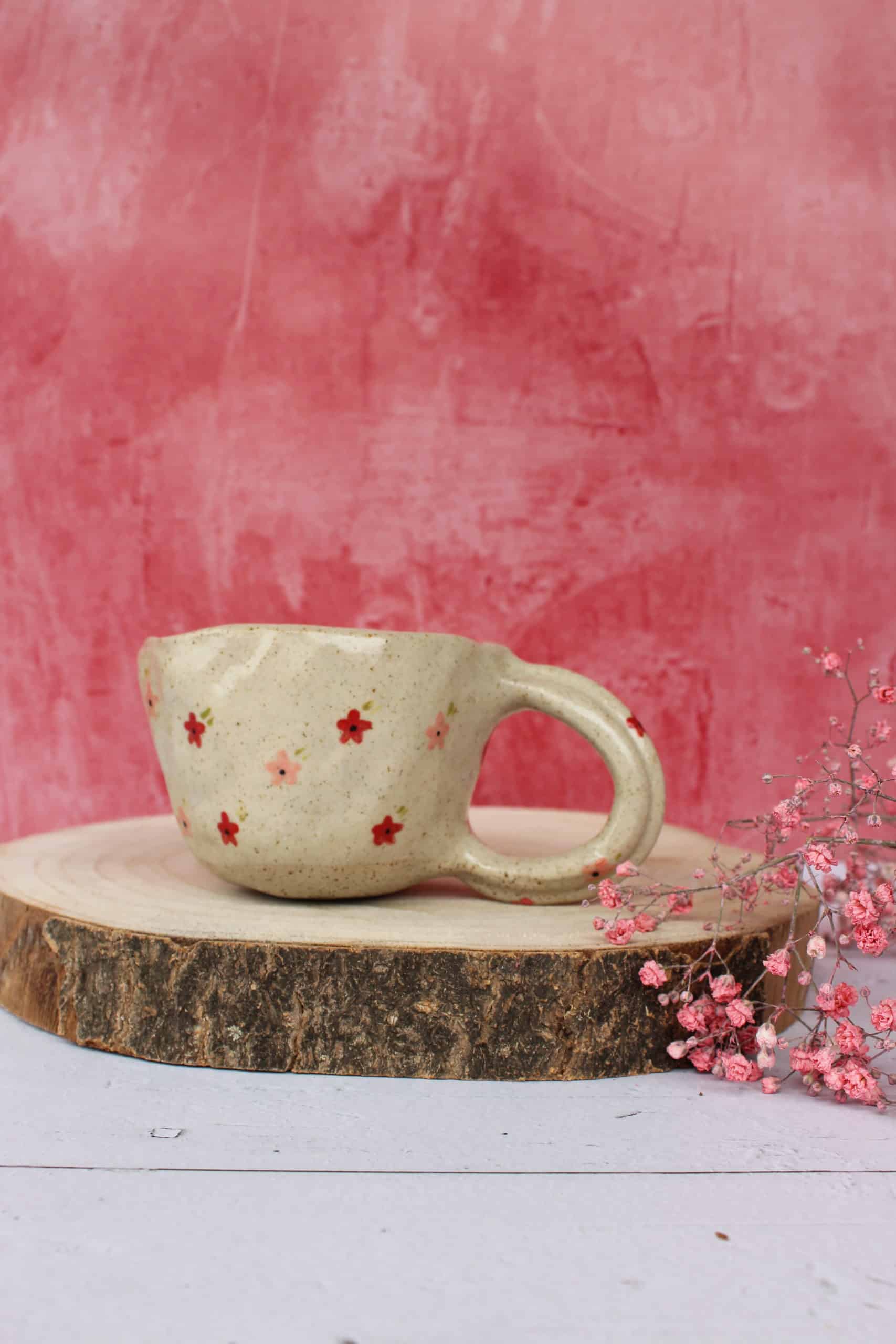 Tasse anse fleurs