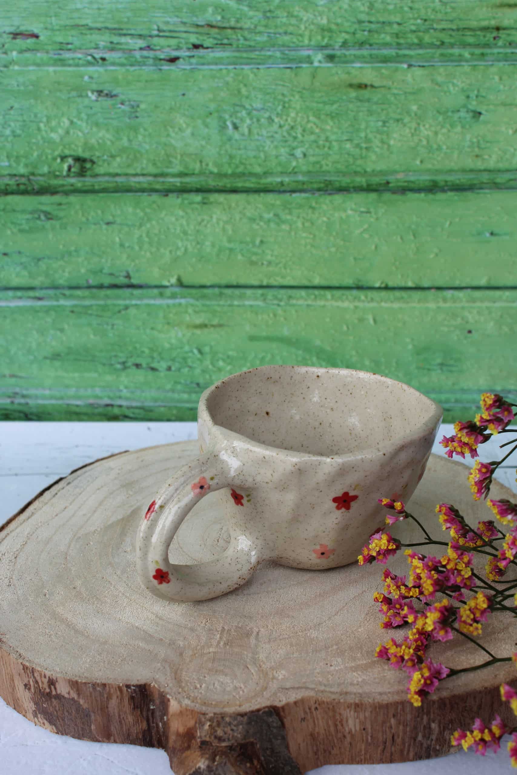 Tasse anse fleurs