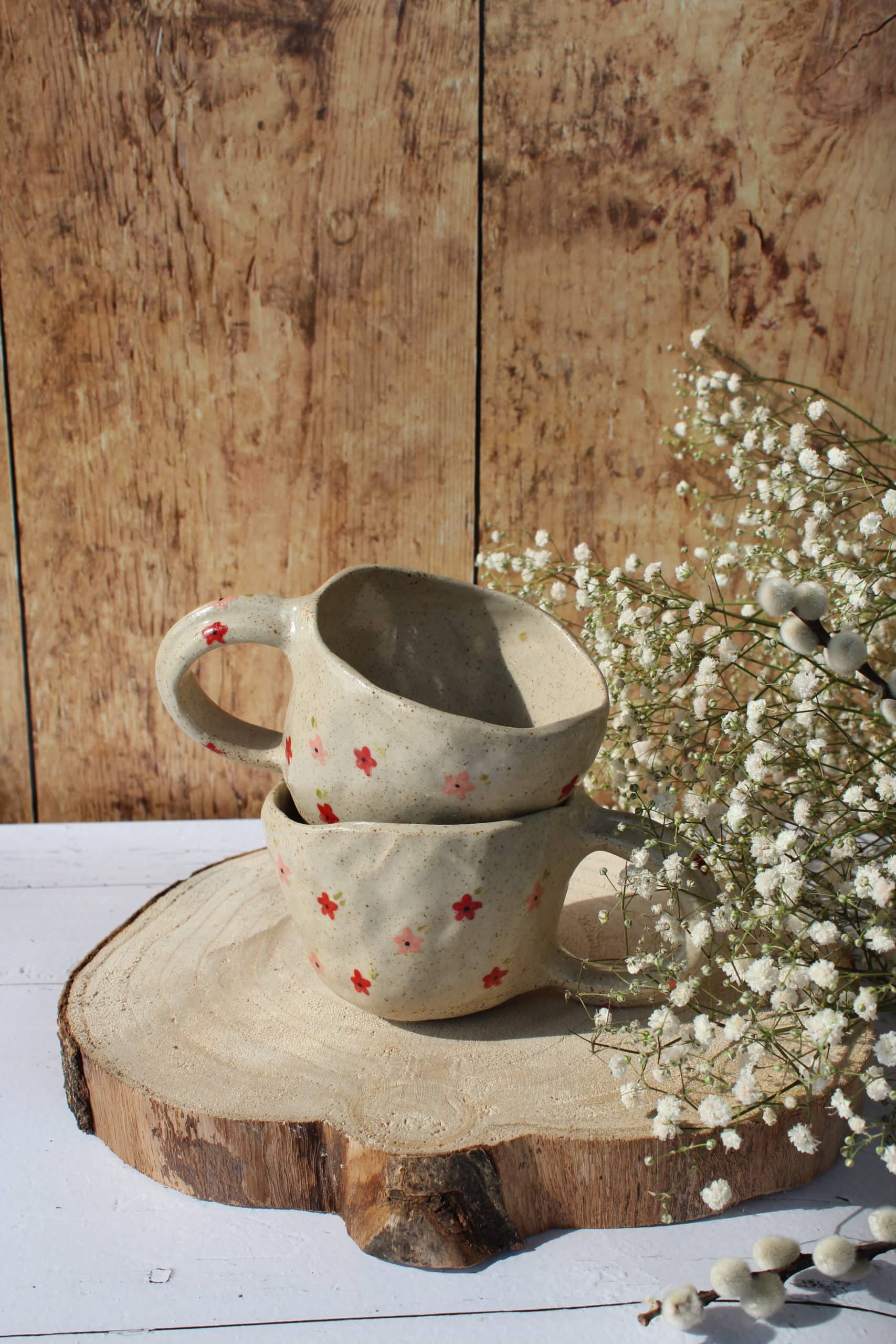 Tasse anse fleurs
